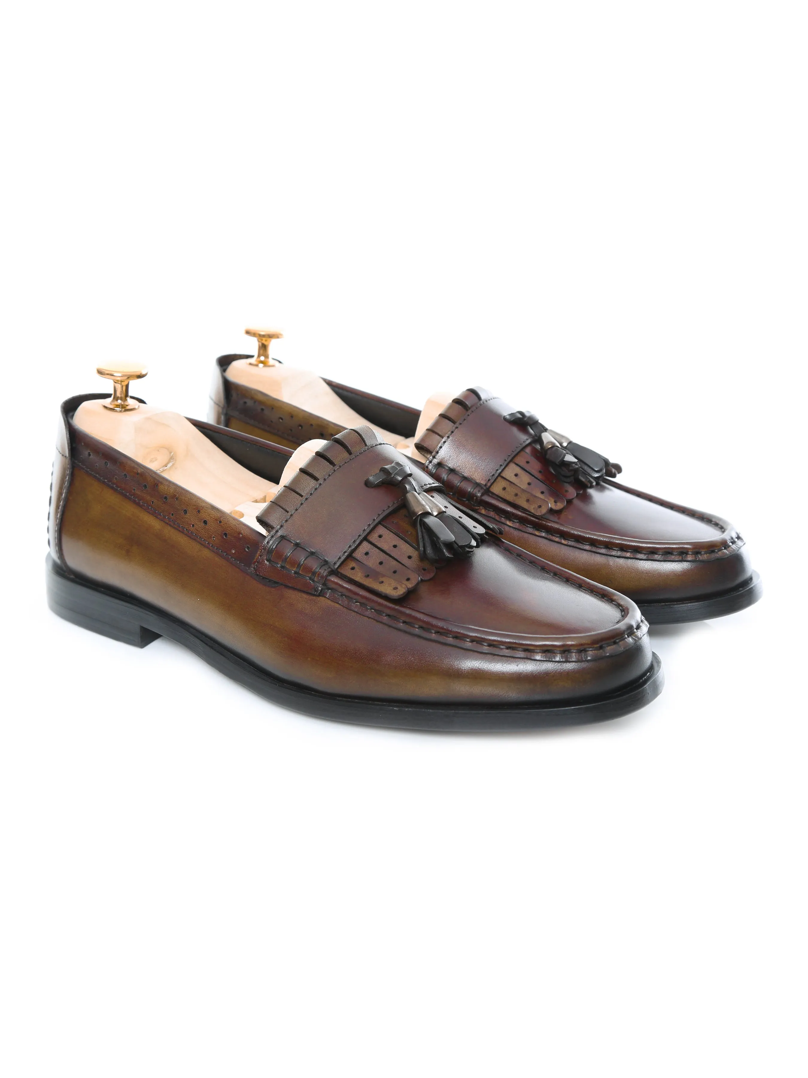 Fringe Classic Loafer - Khakis With Tassel (Hand Painted Patina) Limited Time Offer