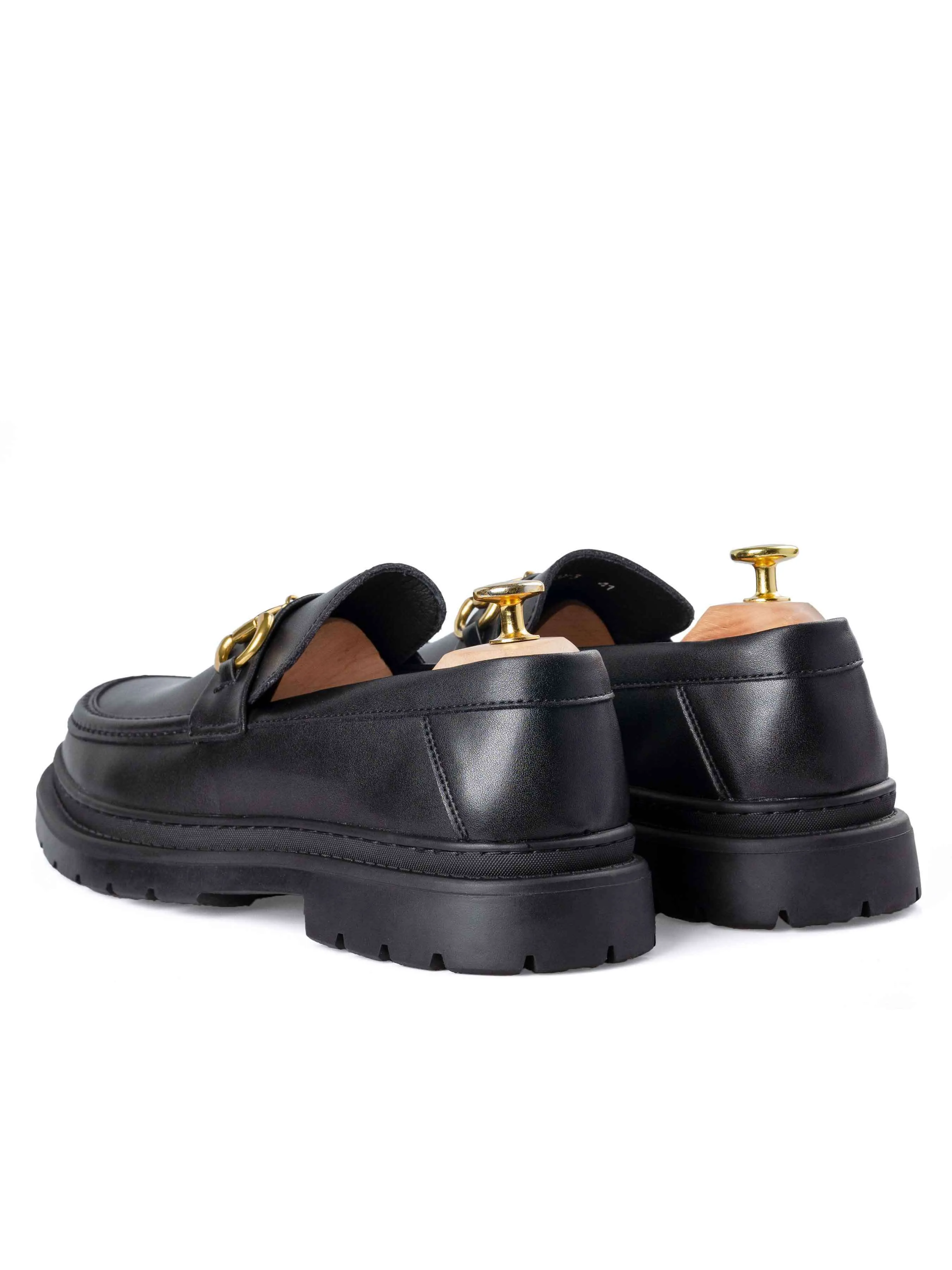 Fearlessly You Unapologetically You Maurice Moccasin Buckle Loafer - Solid Black (Chunky Sole)