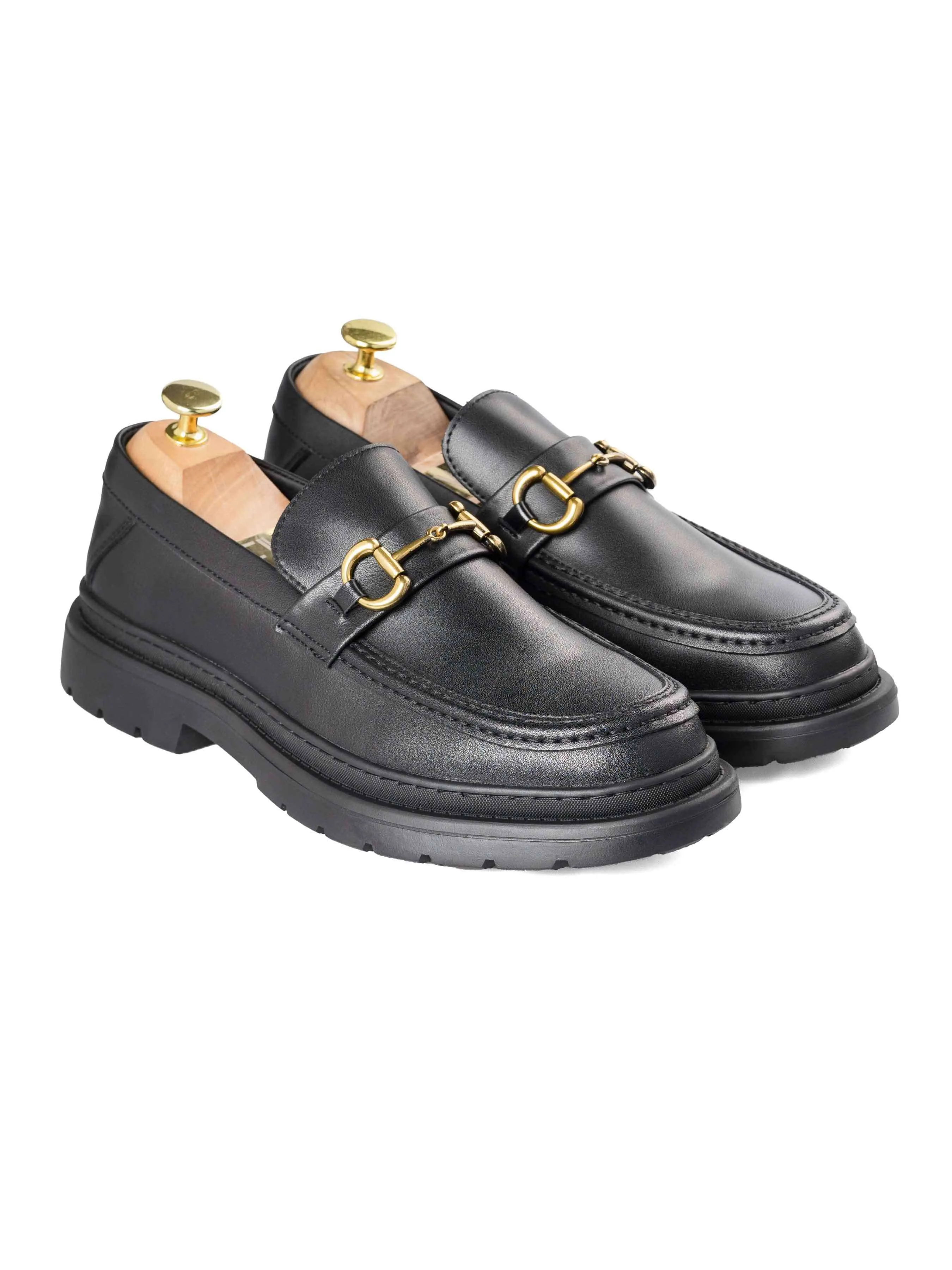 Black Friday Exclusive Labor Day Sale Maurice Moccasin Buckle Loafer - Solid Black (Chunky Sole)