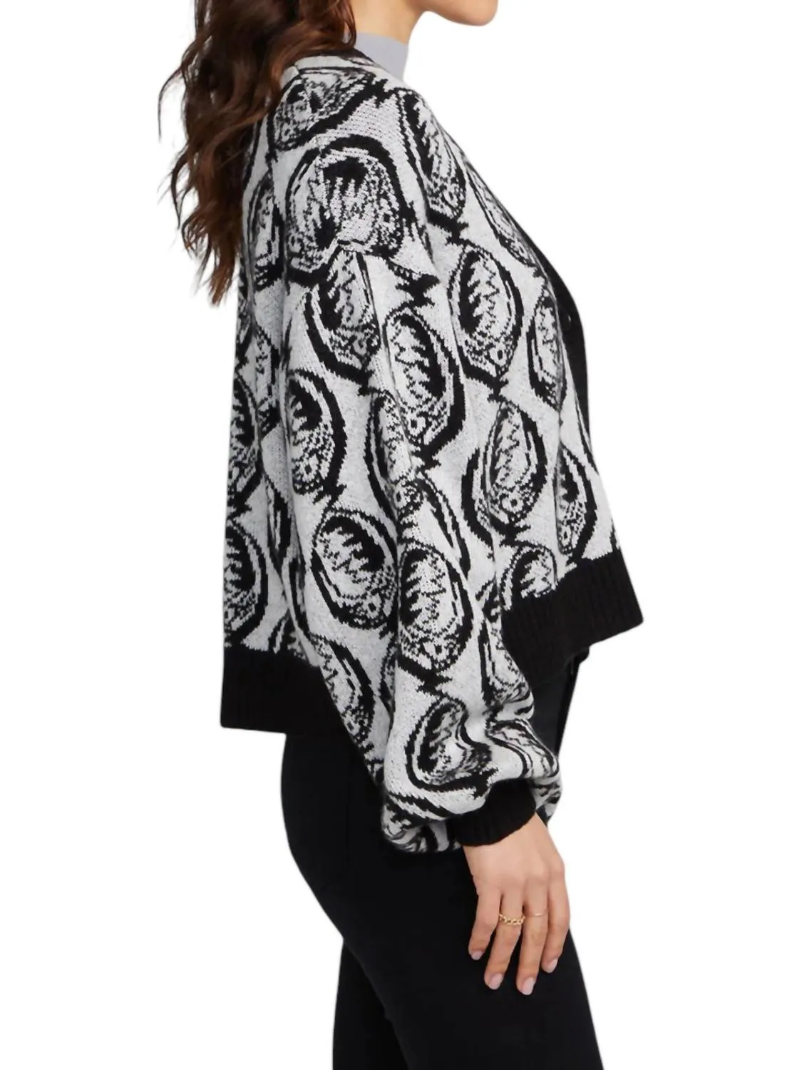 Grateful Dead Cardigan « Steal Your Face » en blanc éclatant