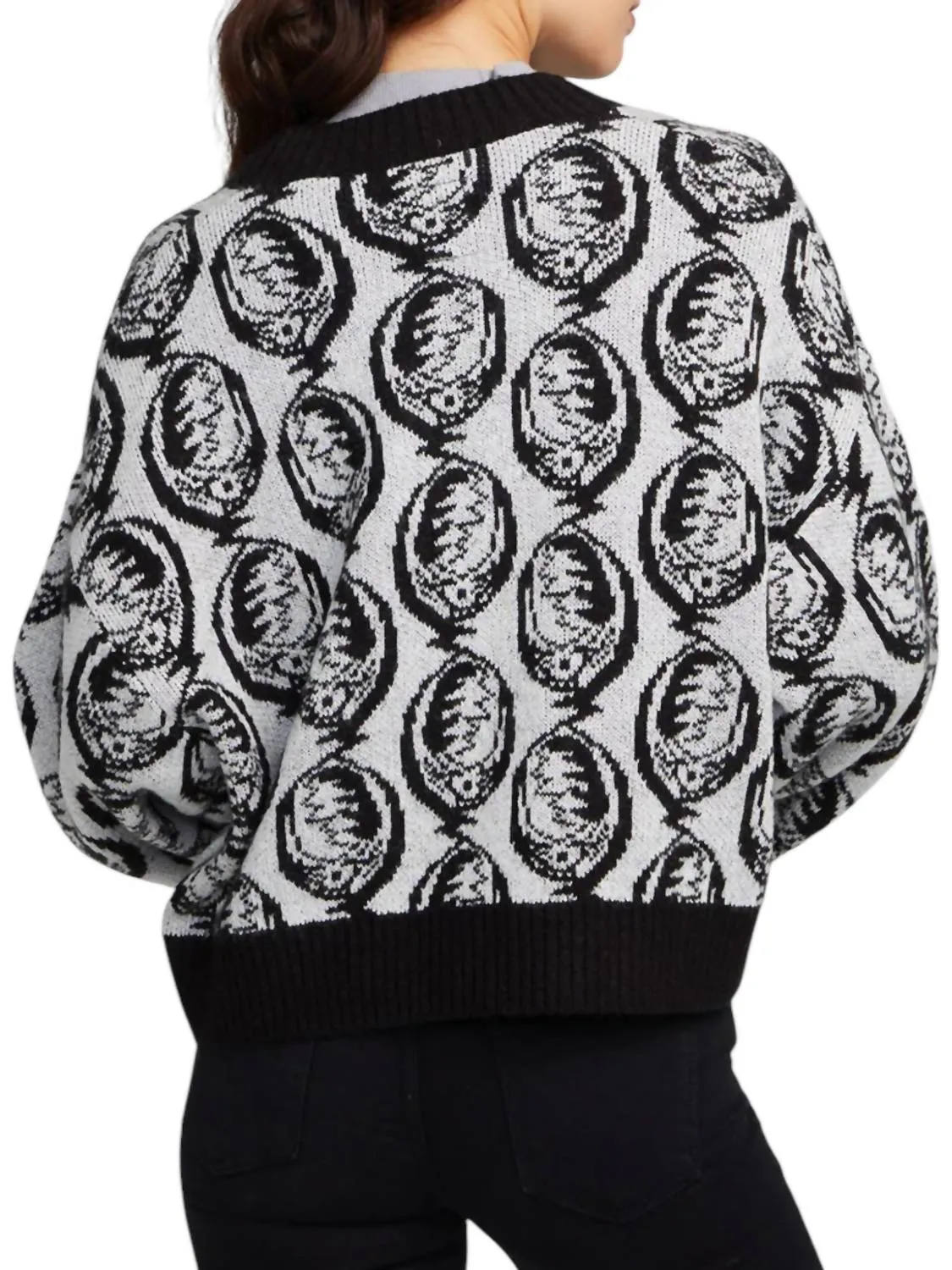 Grateful Dead Cardigan « Steal Your Face » en blanc éclatant