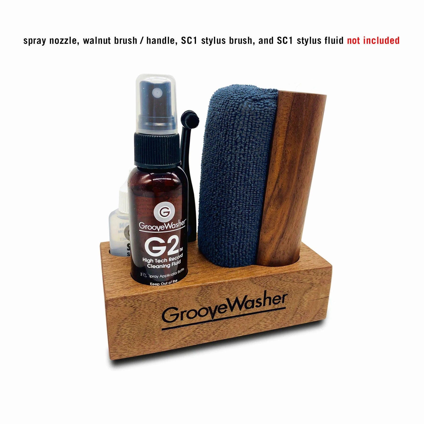 GrooveWasher: Walnut Display Block   2oz G2 Fluid Bottle