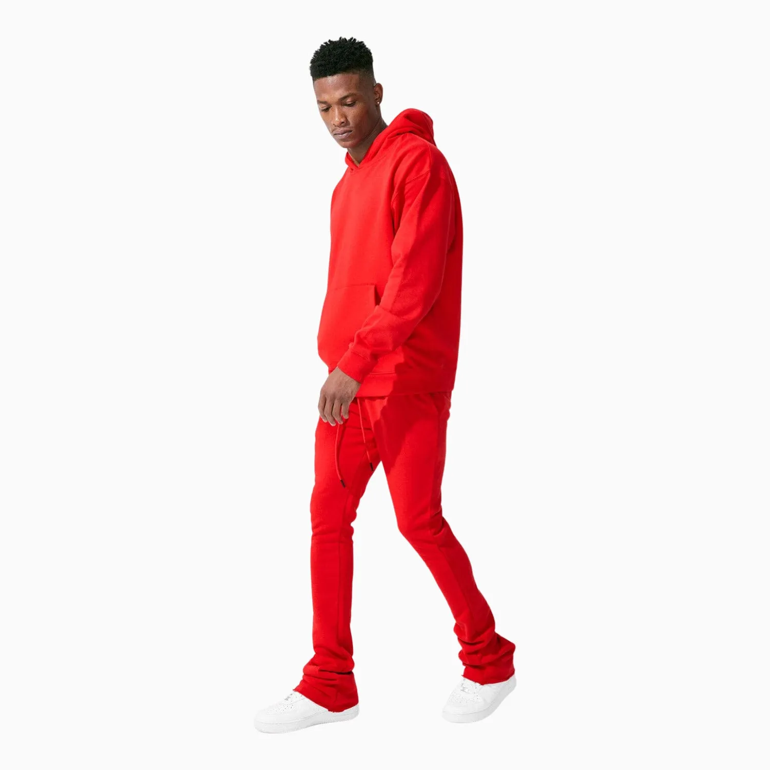Men'S Uptown Stacked Long Fleece Sweat Pant Convertible Collar Gabardine Sleeve