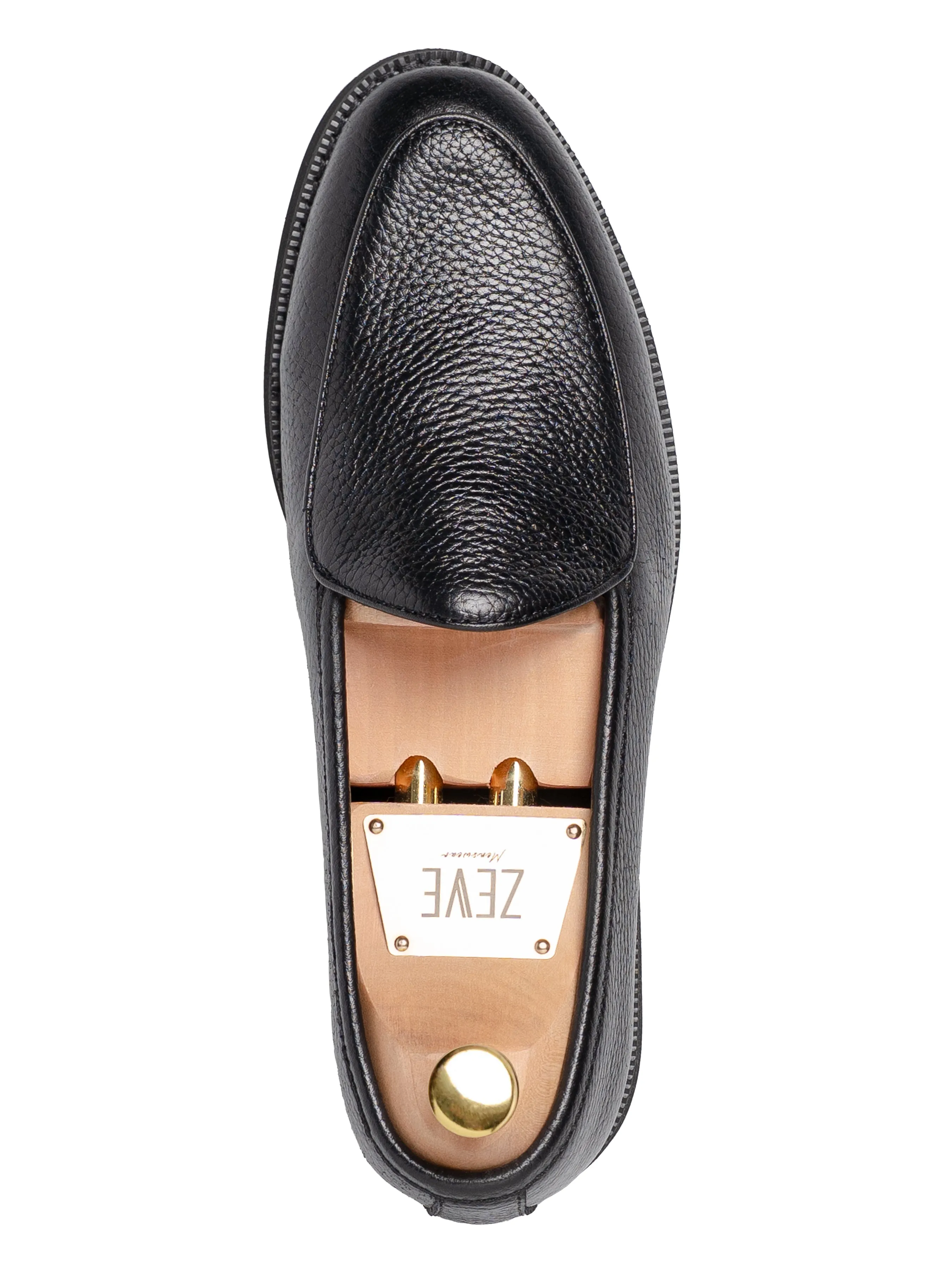 Belgian Loafer - Black Pebble Grain Leather (Crepe Sole) Independence Day Sale