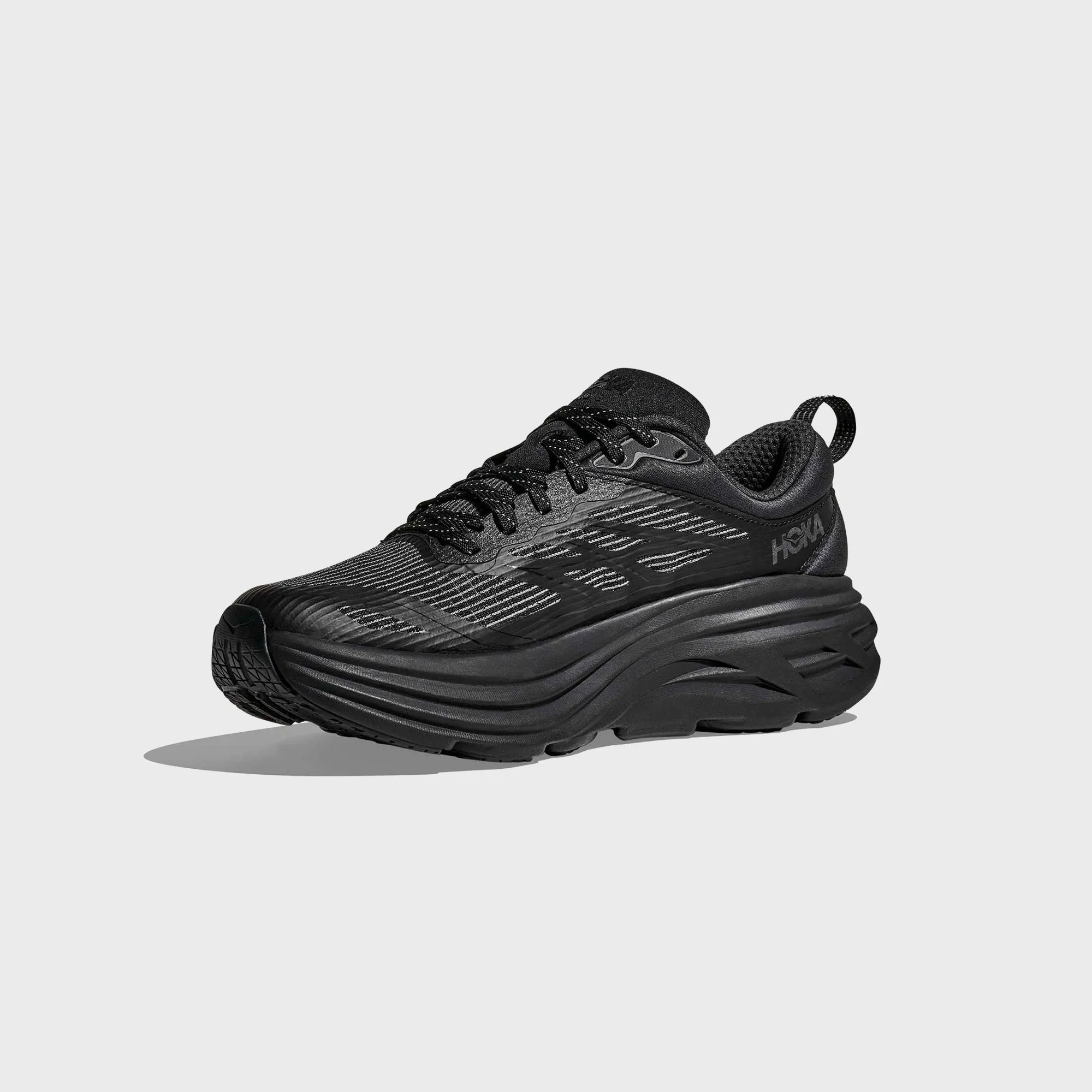 Skateboard Compatible Hard Sole Hoka One One Bondi 8 Ts Caged - Black / Black