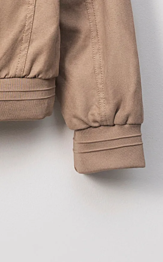 Comfortable Flexibility Material Jacket Full Sleeve Light Brown