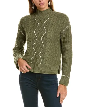 Pullover en laine et mélange cachemire Hannah Rose avec motif Whipstitch Cable
