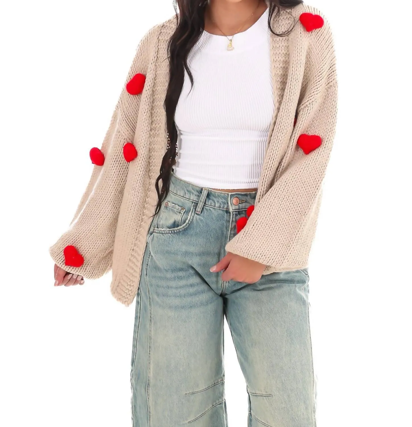 Cardigan tricoté authentique en sable