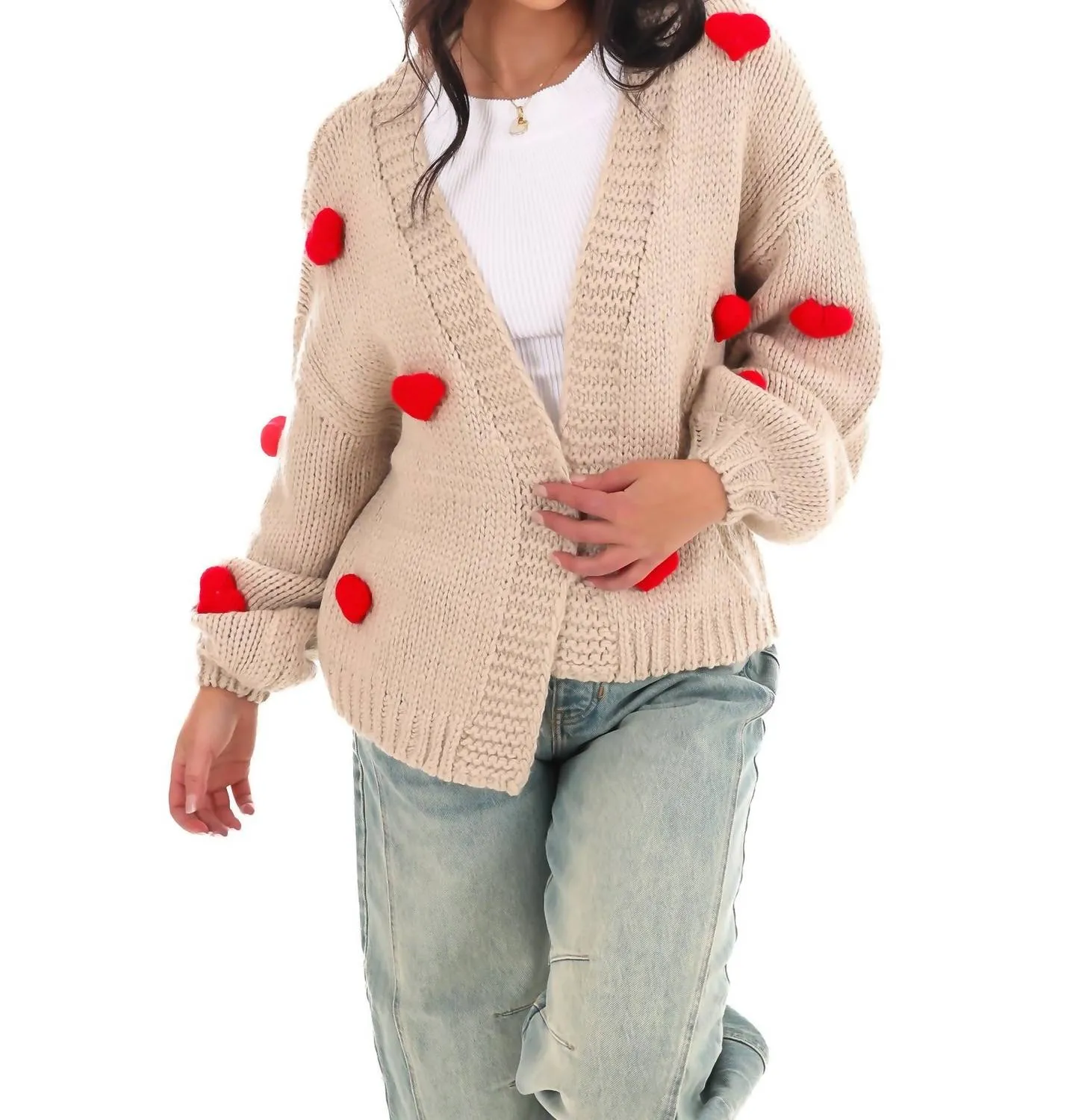 Cardigan tricoté authentique en sable