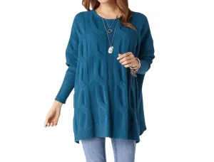 Pull décontracté en maille cable Heavenly-Luxe vert sarcelle foncé