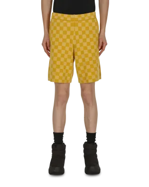 Velour - Finish Fashionable Design Duotone Checkerboard Shorts Yellow