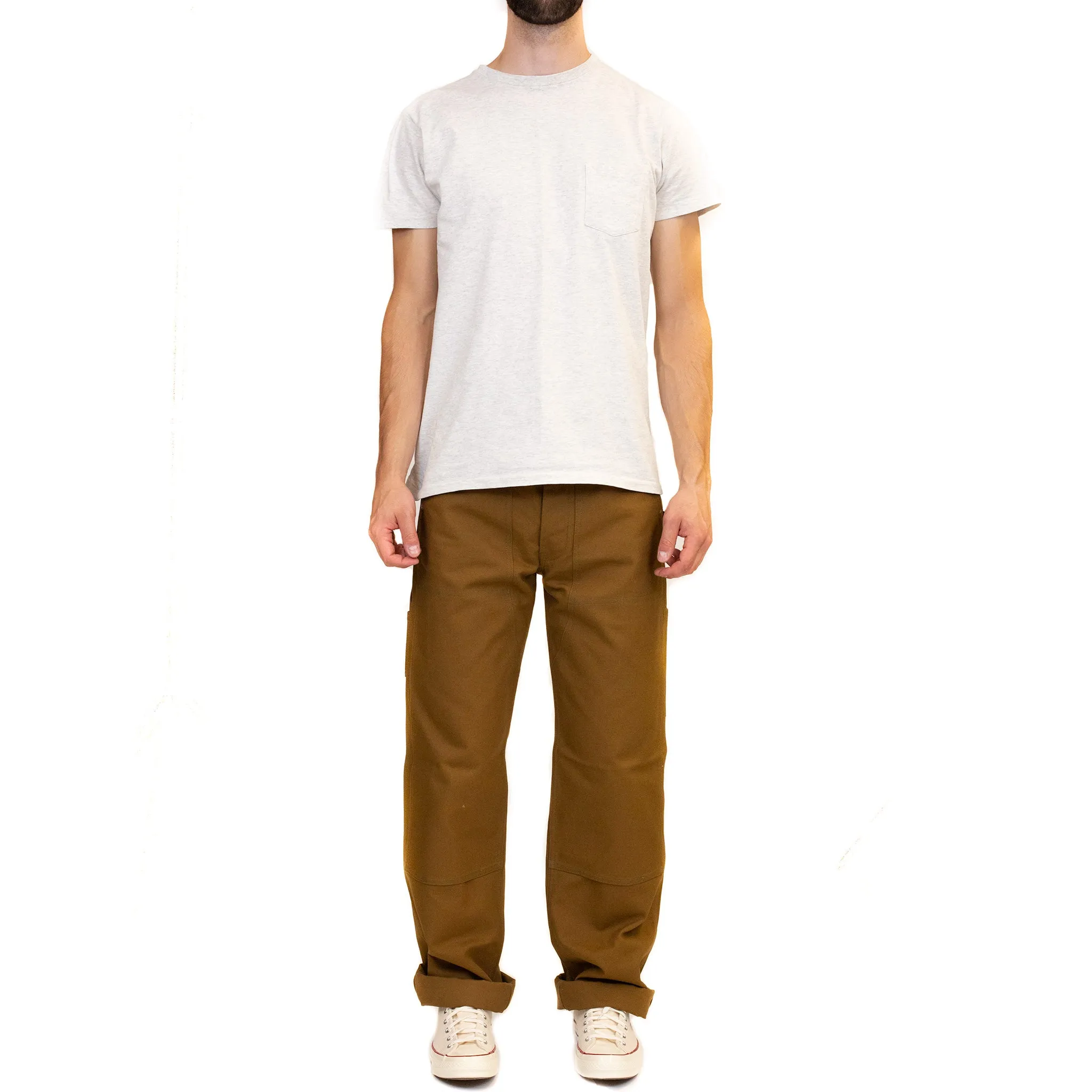 The Real Mccoy'S Mp19102 8Hu Canvas Double Knee Work Trousers Brown Comfortable Grip Unique Design