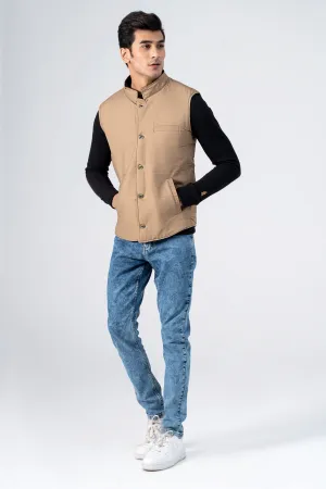 Quilted Textured Jacket Khaki "Comfortable PVC-10