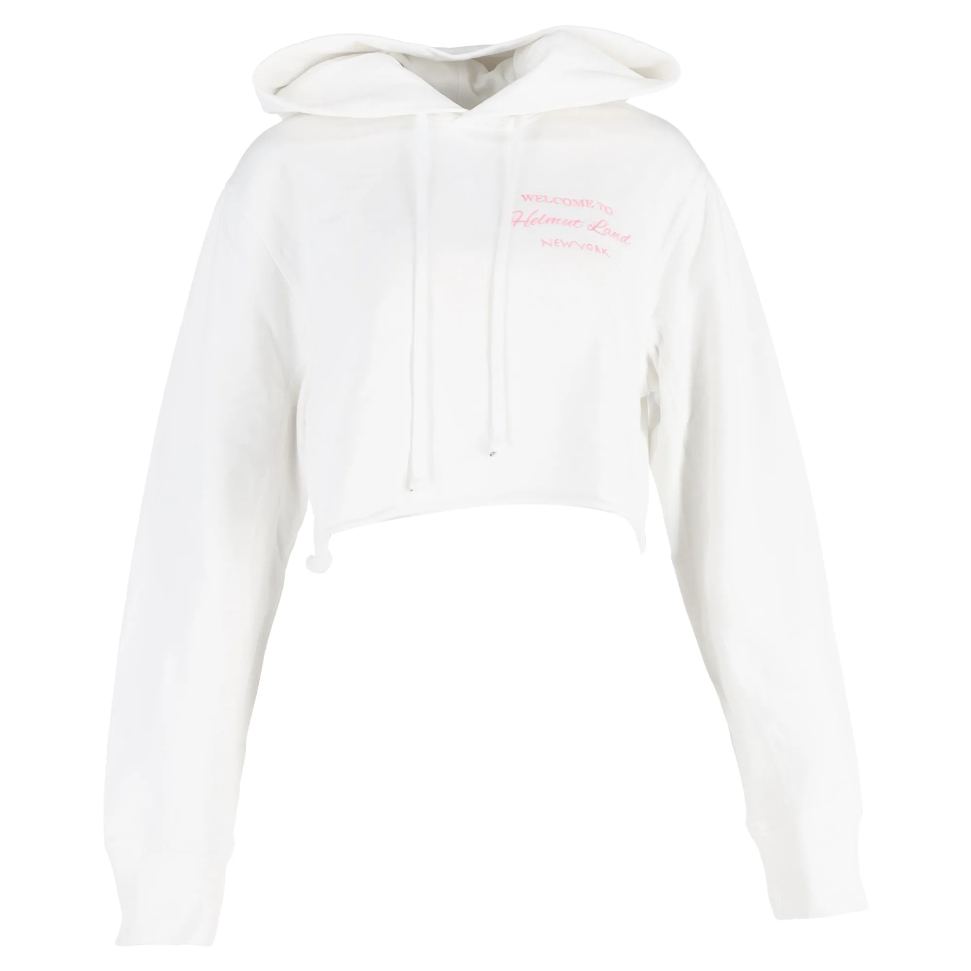 Helmut Lang Sweat à capuche brodé slogan coupé en coton blanc