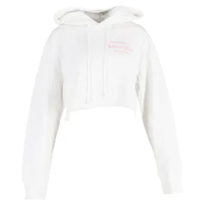 Helmut Lang Sweat à capuche brodé slogan coupé en coton blanc