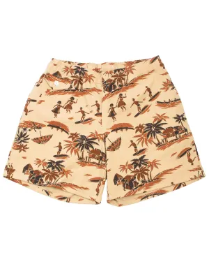 Comfortable" Nicely Designed The Real Mccoy'S Mp22016 Resort Swim Shorts / Palm Tree Beige
