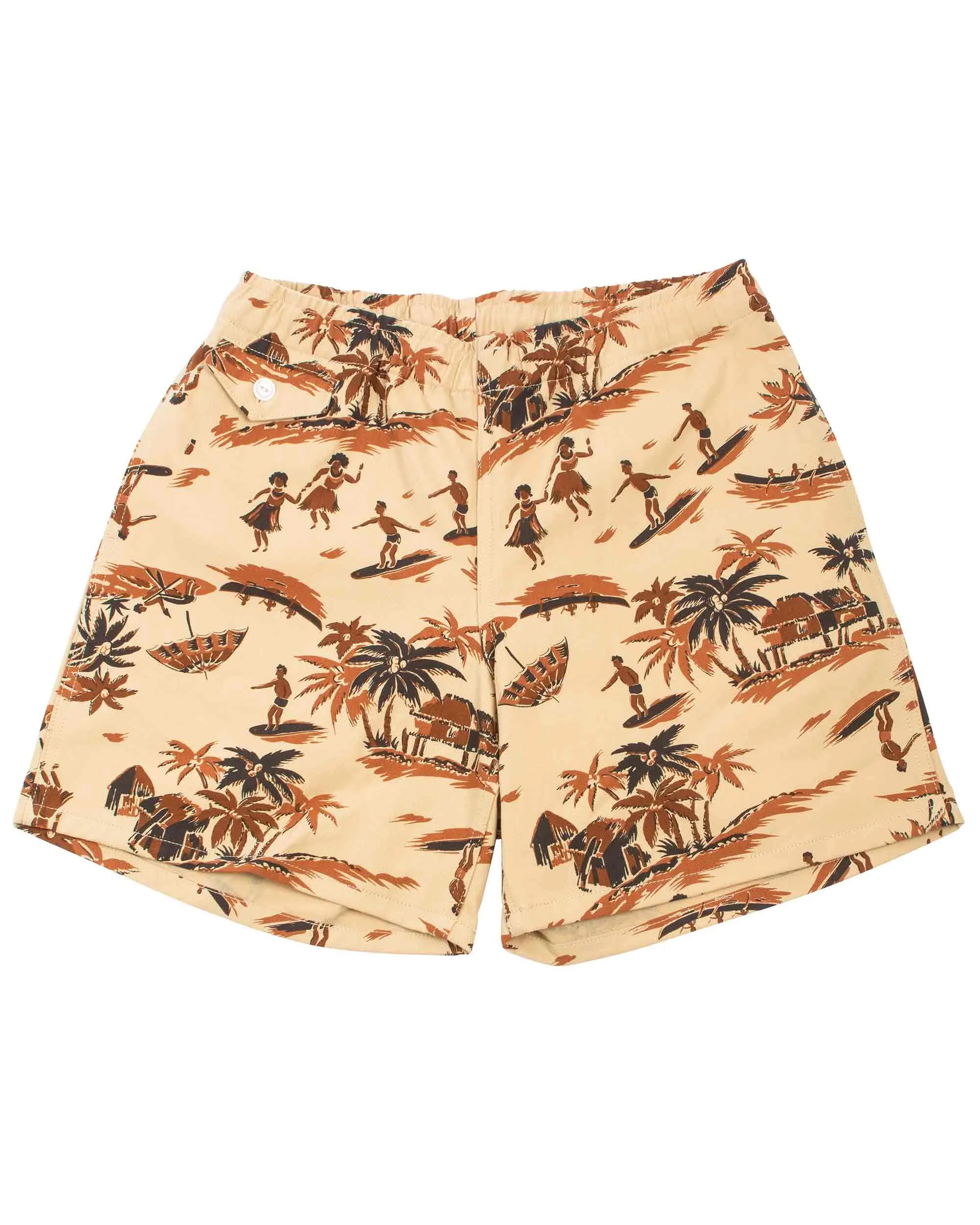 Comfortable" Nicely Designed The Real Mccoy'S Mp22016 Resort Swim Shorts / Palm Tree Beige