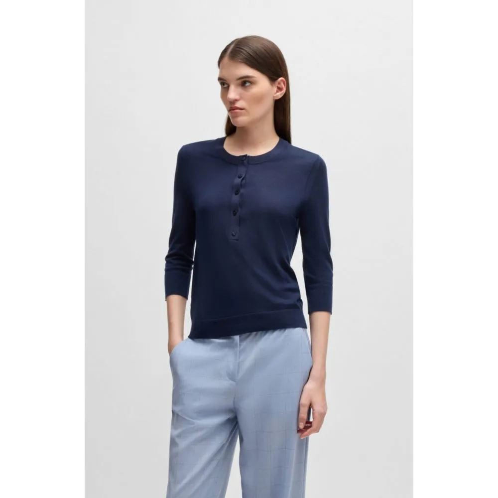Pull col Henley en laine Mérinos