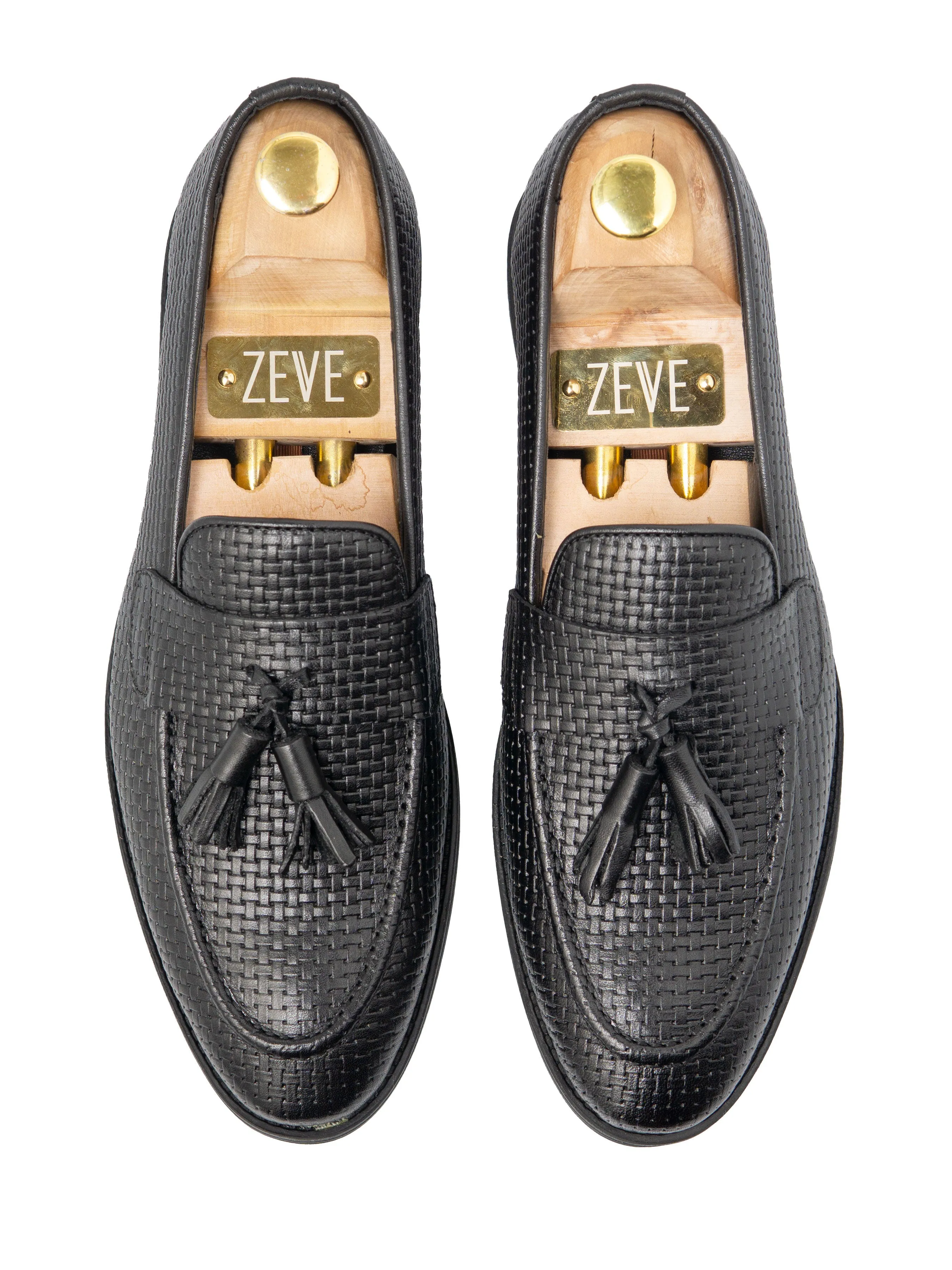 Rocky Tassel Loafer - Black Woven Leather (Flexi-Sole) Whimsical Energy Conservation Method