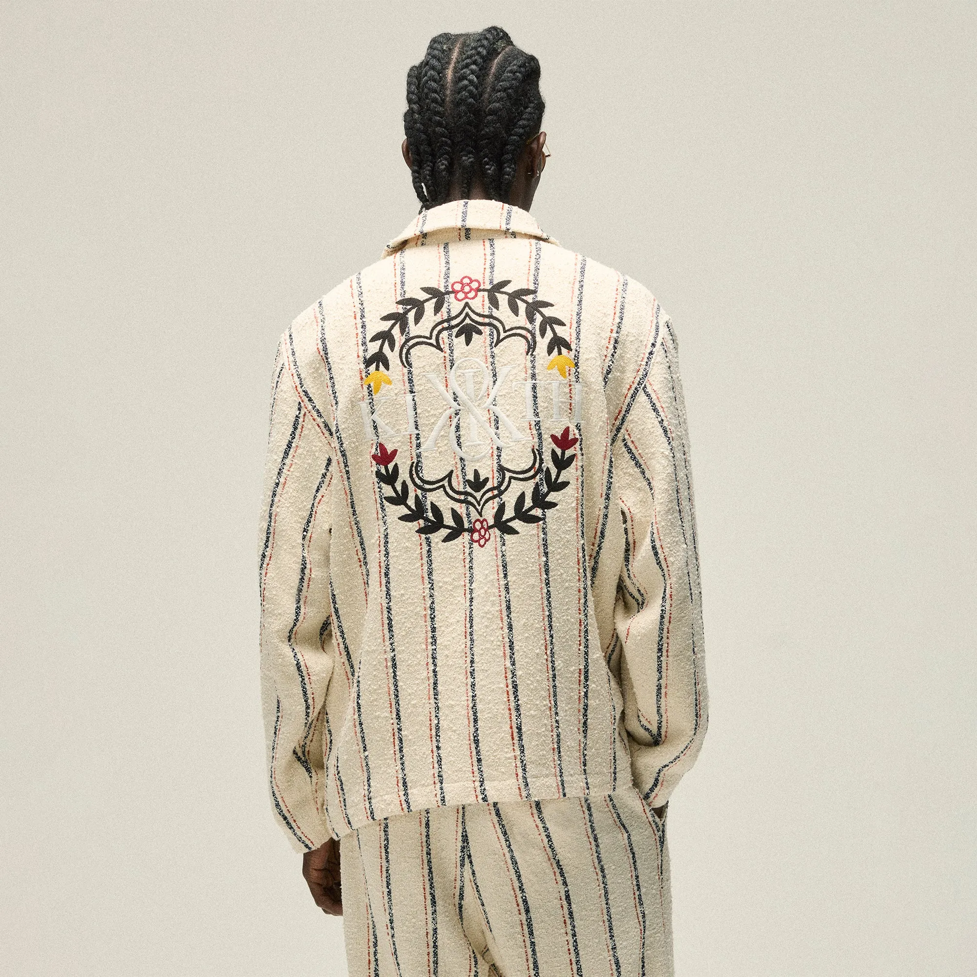 Kith Striped Boucle Coaches Jacket - Whisper Velcro Closuring Comfortable Elastic Joyful