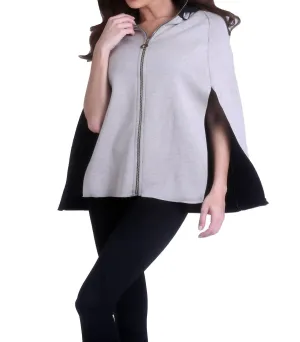 Poncho à capuche amovible avec fente haute en noir/pierre