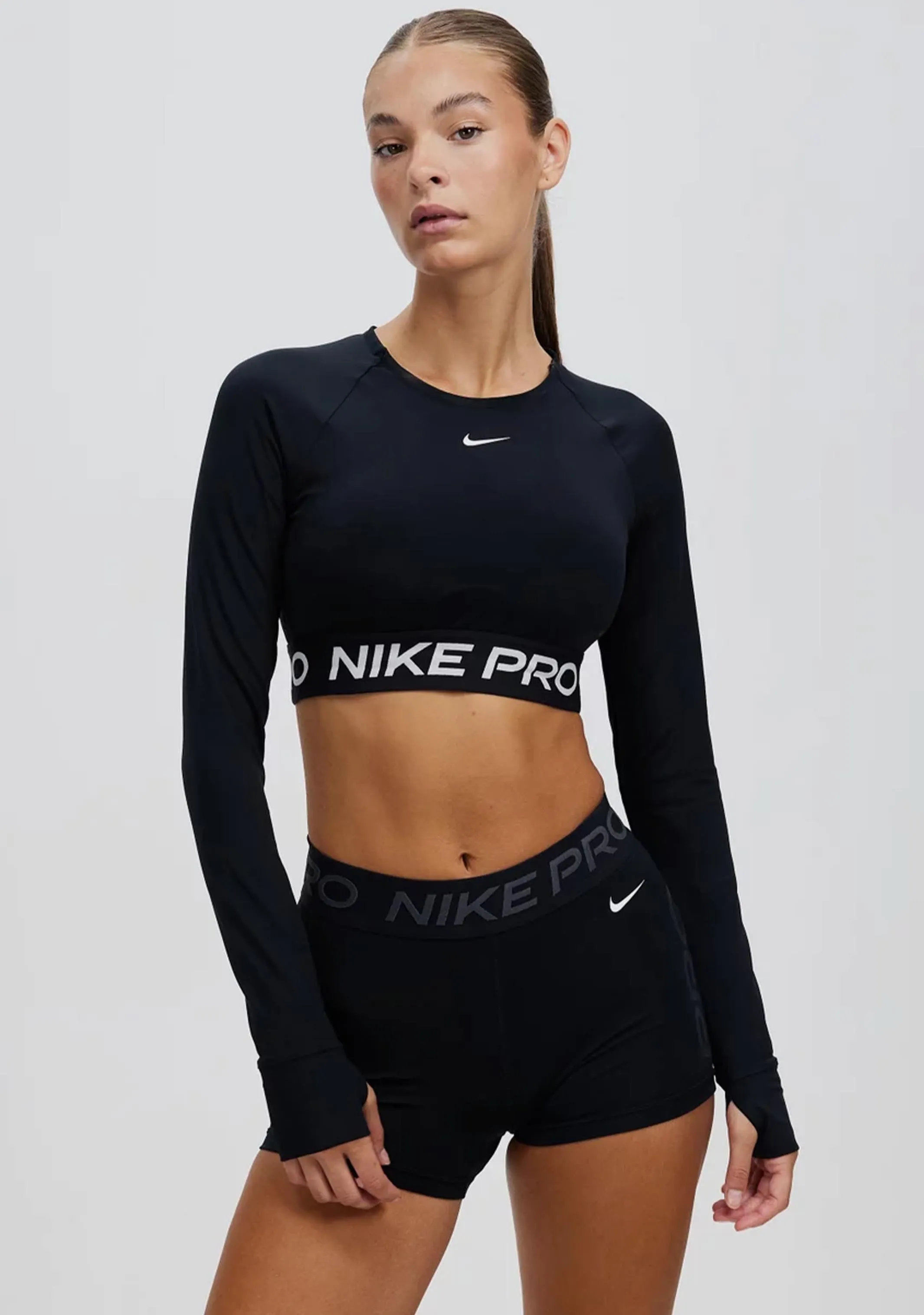 Nike Women'S Pro Dri-Fit Cropped Long Sleeve Top Comfortable Stretchability Level Jersey Feature