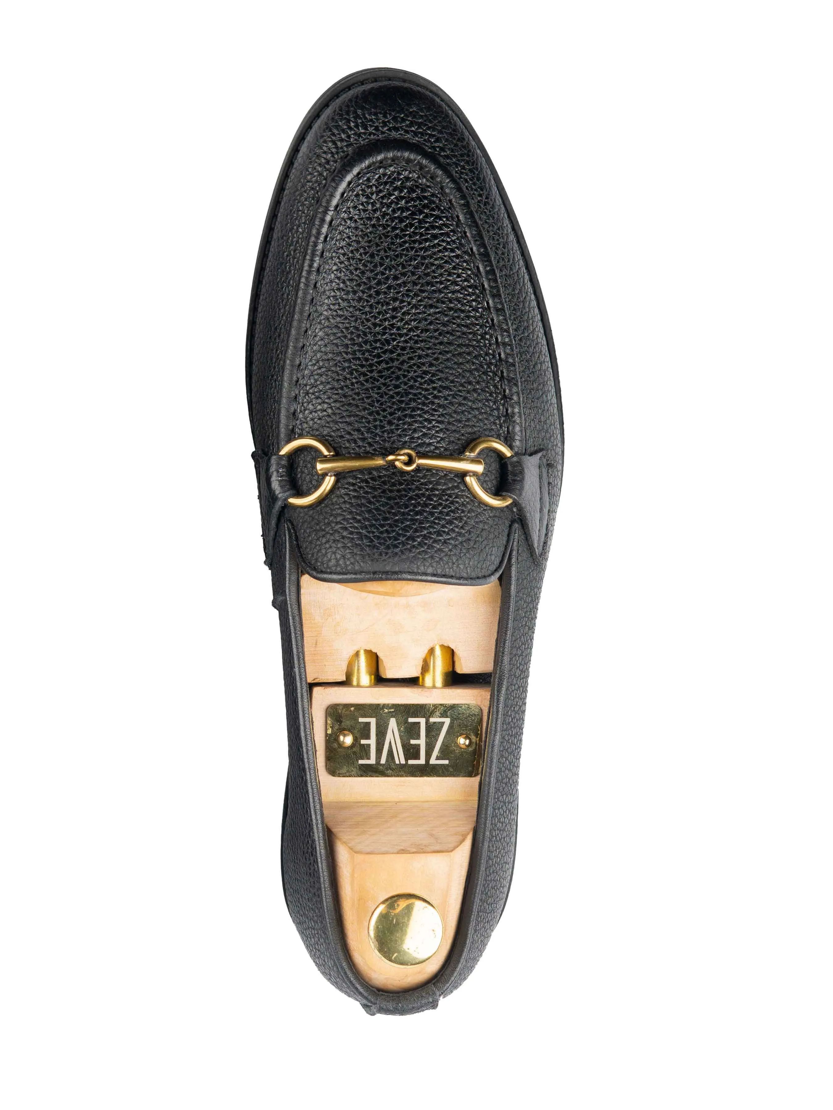 Horsebit Buckle Loafer - Black Pebble Grain Leather (Flexi-Sole) Move Beyond Ordinary