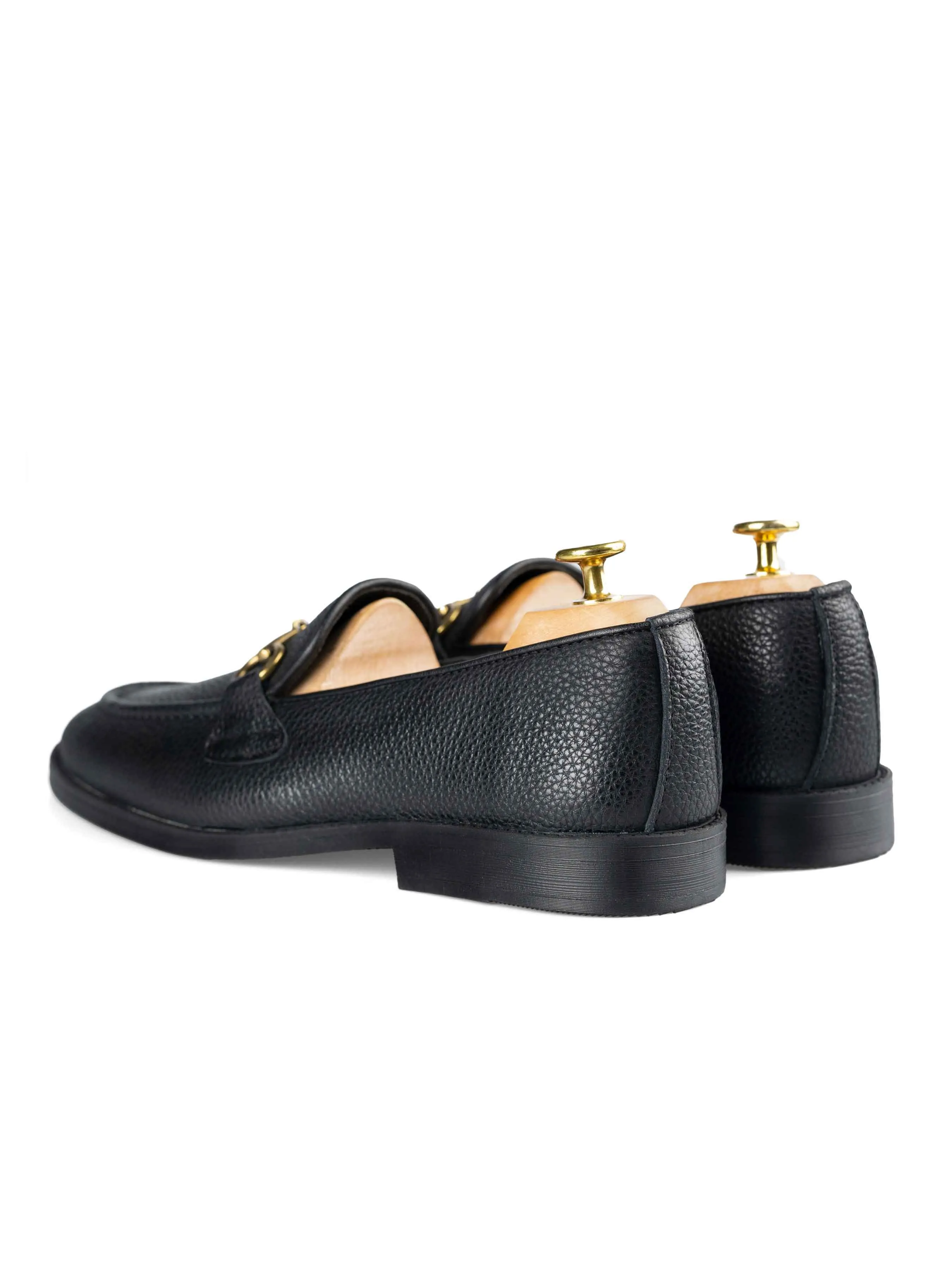 Horsebit Buckle Loafer - Black Pebble Grain Leather (Flexi-Sole) Make a Statement Command Attention