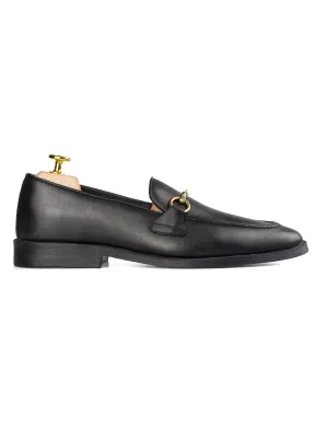 Horsebit Buckle Loafer - Solid Black Leather (Flexi-Sole) PebaxOutsole