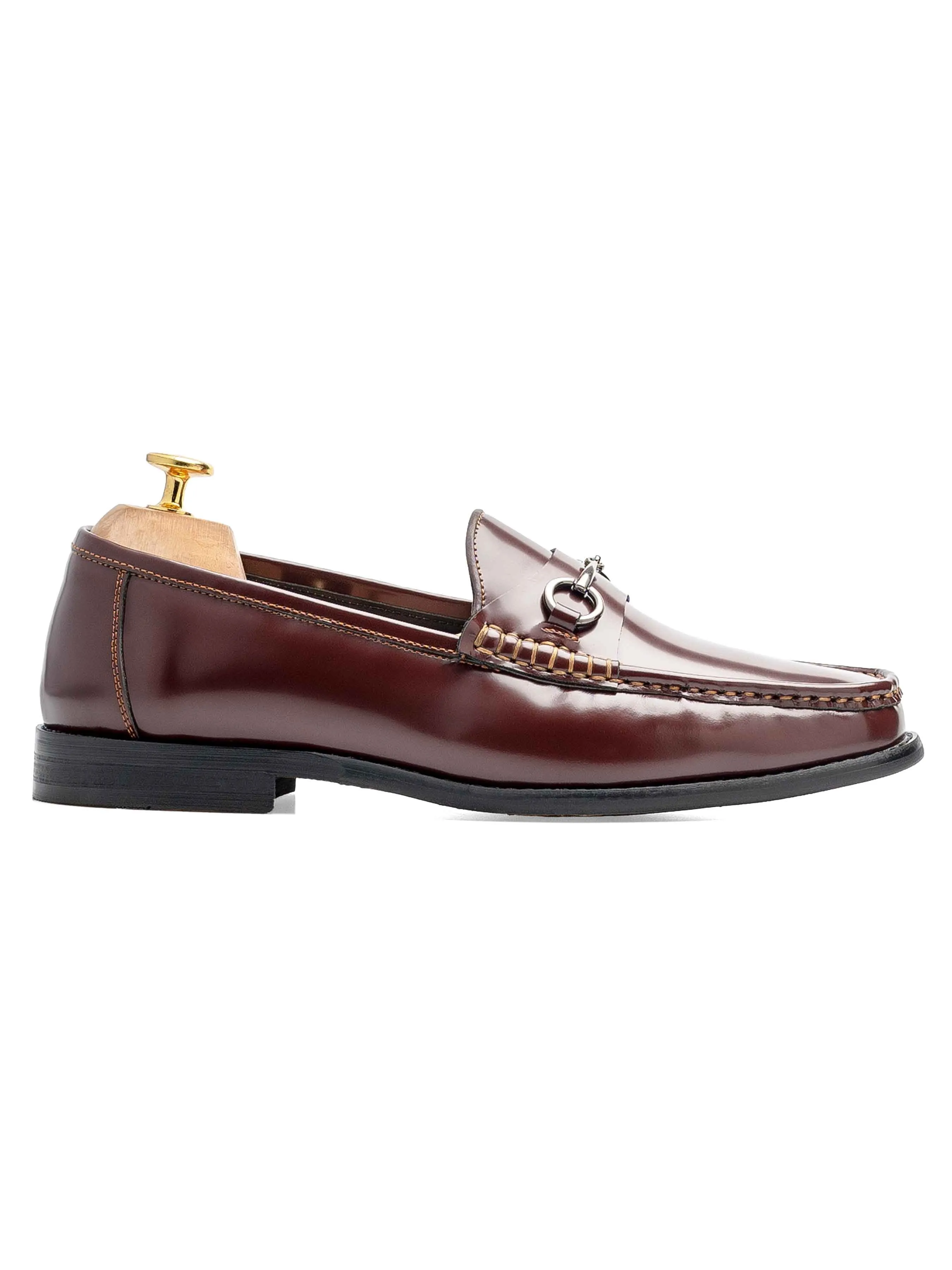 Romantic Art Horsebit Moccasin Loafer - Brown Polished Leather
