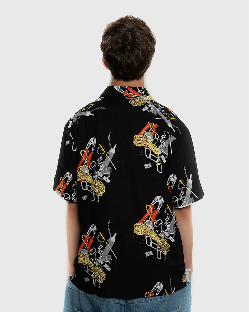 Huf Worldwide Skidrokyo Resort Shirt - Black Hemp Fabric