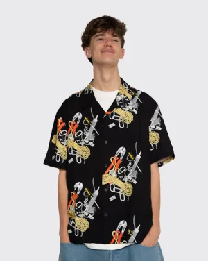 Comfortable Elastic Position Comfortable Sophisticated Huf Worldwide Skidrokyo Resort Shirt - Black