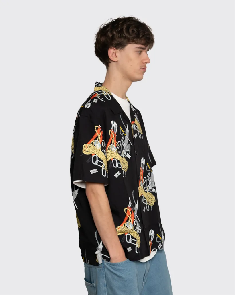 Huf Worldwide Skidrokyo Resort Shirt - Black Flat - Seam Socks