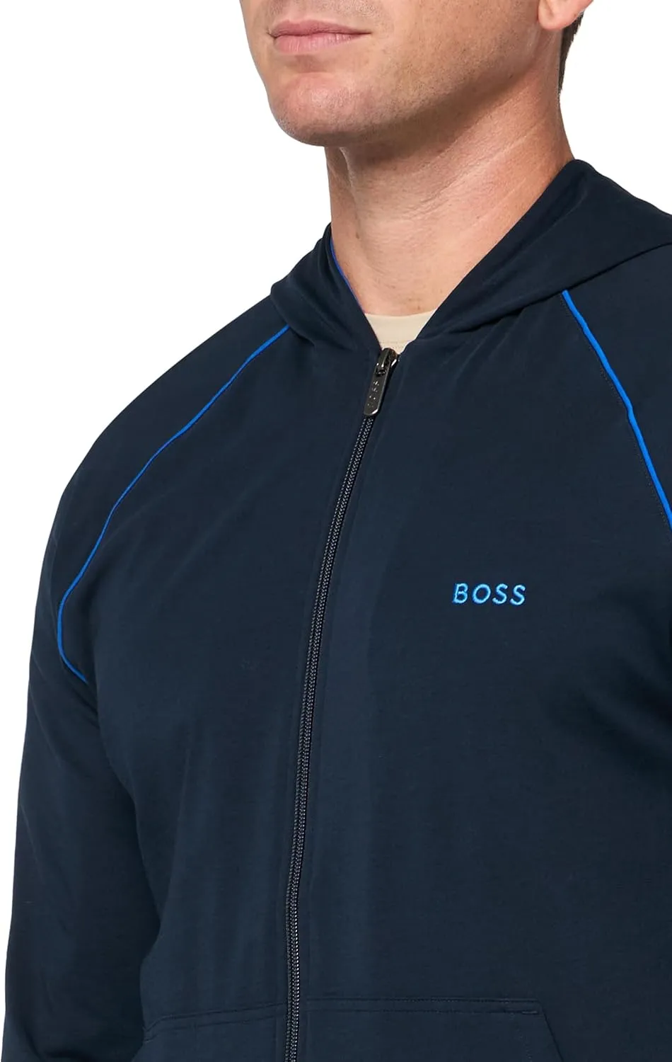 Veste Hugo Boss Homme à fermeture éclair Mix & Match, Bleu Cadet Spatial