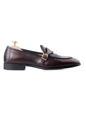 Break Boundaries Belgian Croco Single Strap - Coffee (Hand Painted Patina)