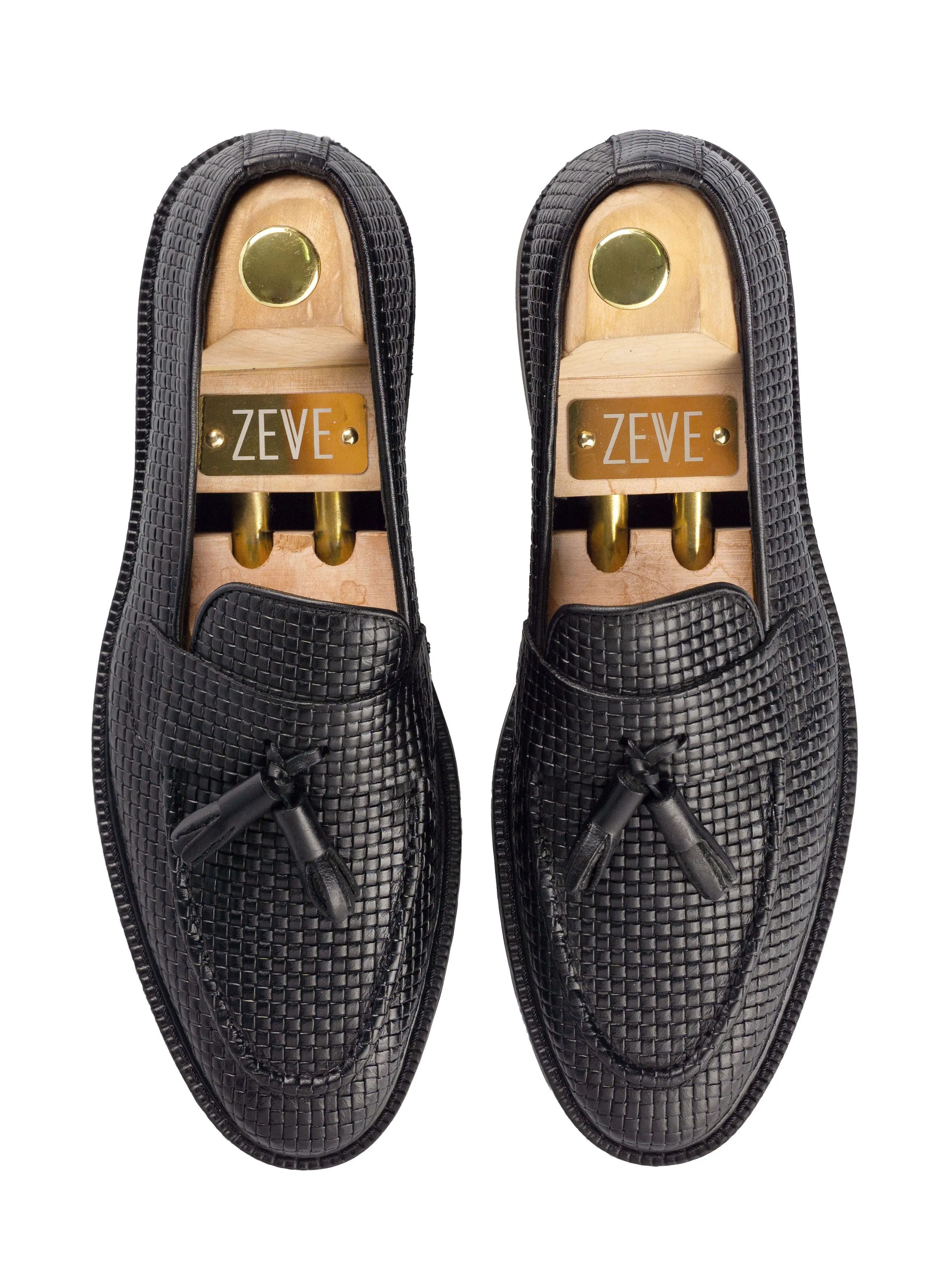 Rocky Tassel Loafer - Black Woven Leather (Combat Sole) President's Day Sale Walk with Purpose