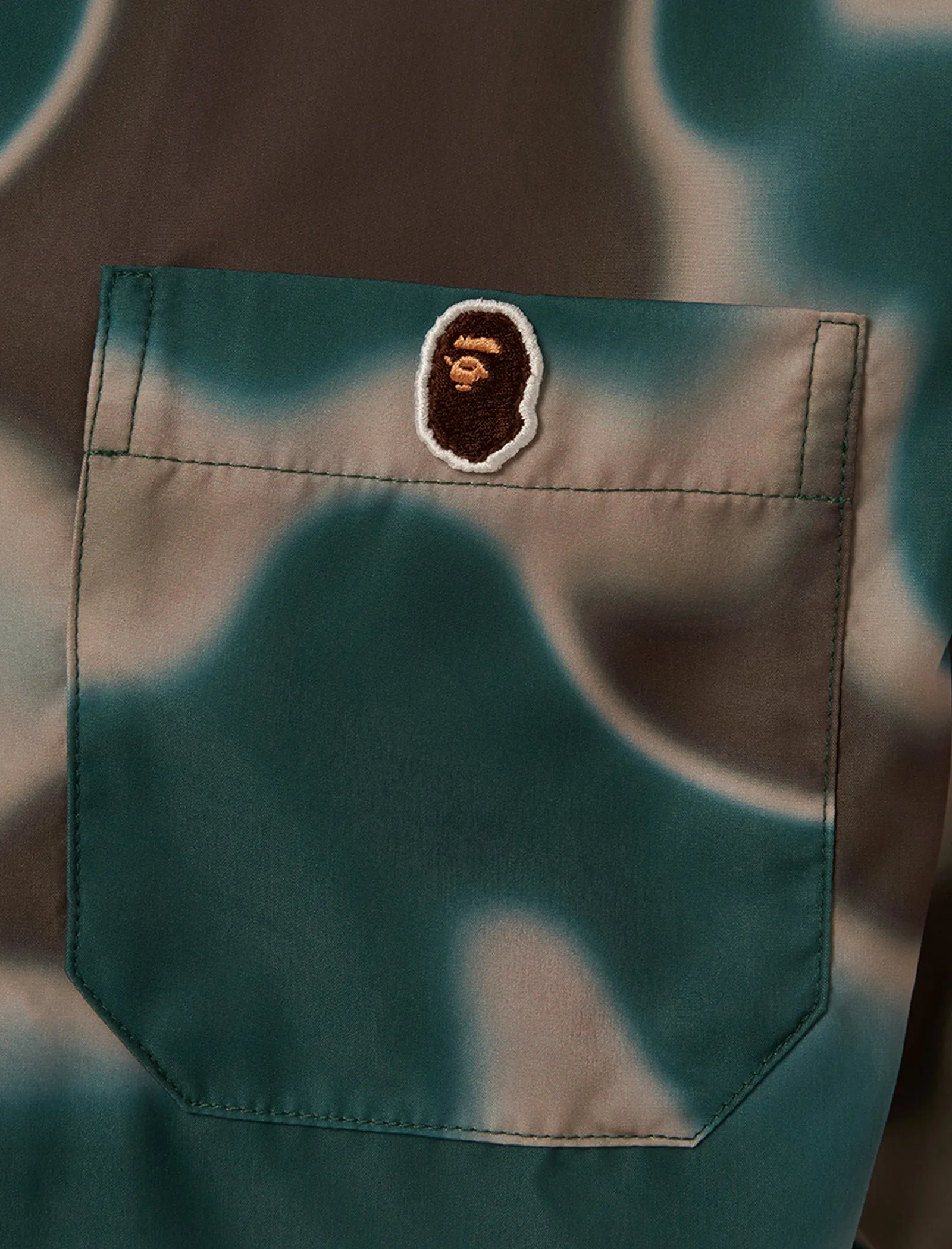 Double-Stitched-Design Playing Camo Collar Shirt