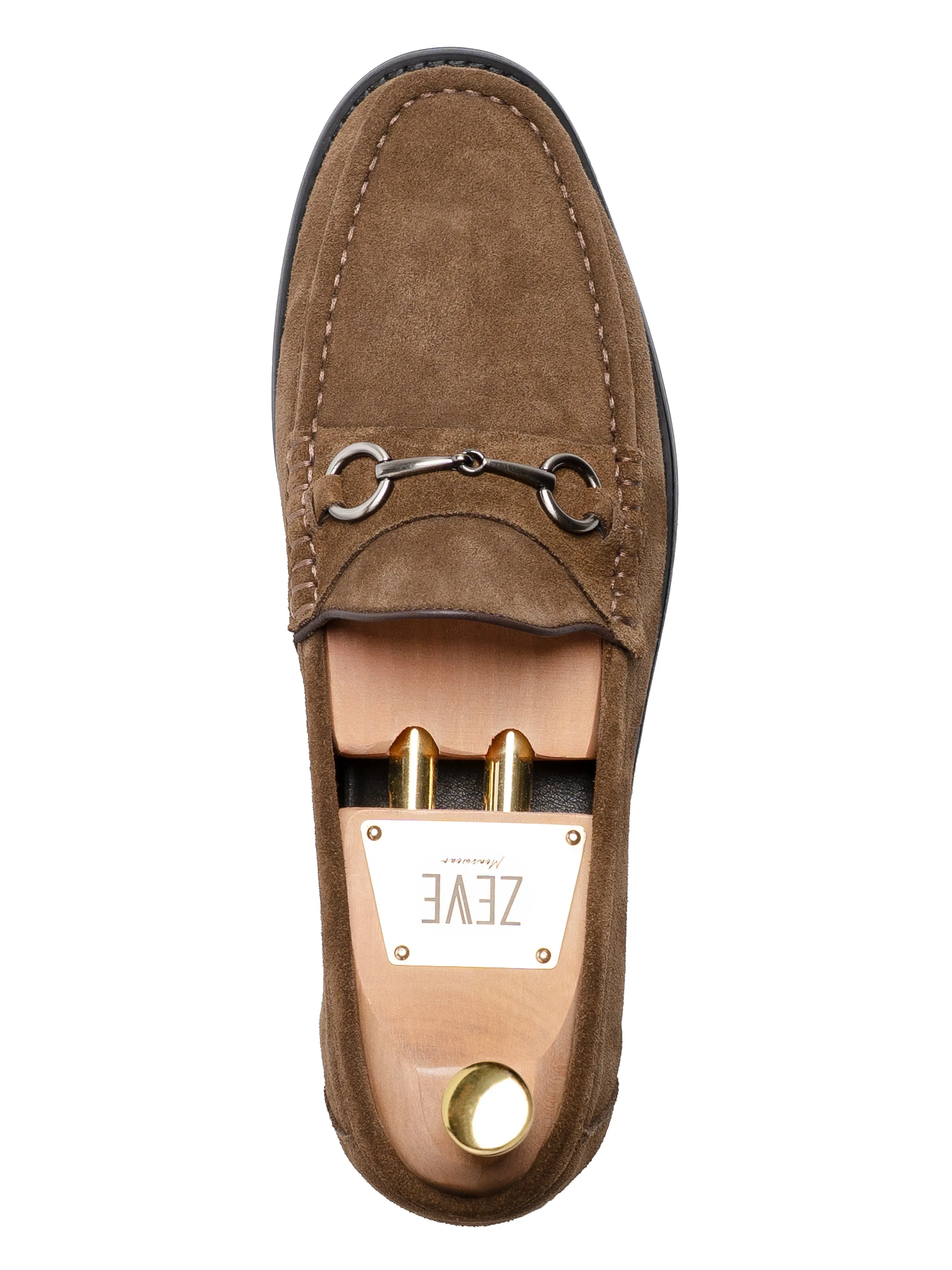 Command Attention Power Every Step Mario HorsebitMoccasinLoafer - Khakis Suede Leather (Silver Buckle)