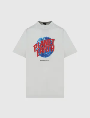 Planet Earth T-Shirt Smooth-Finish-Fit High-Quality Sleeve