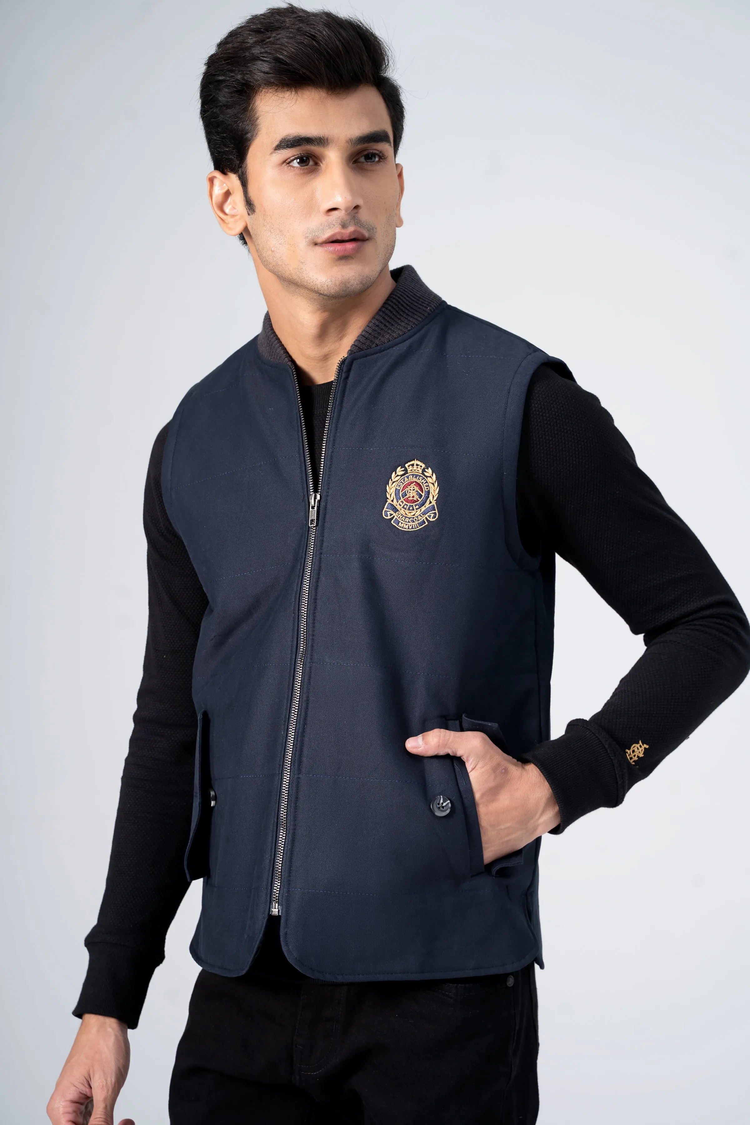 Quilted Wadded Jacket Navy Comfort Performance Indicator Luffa