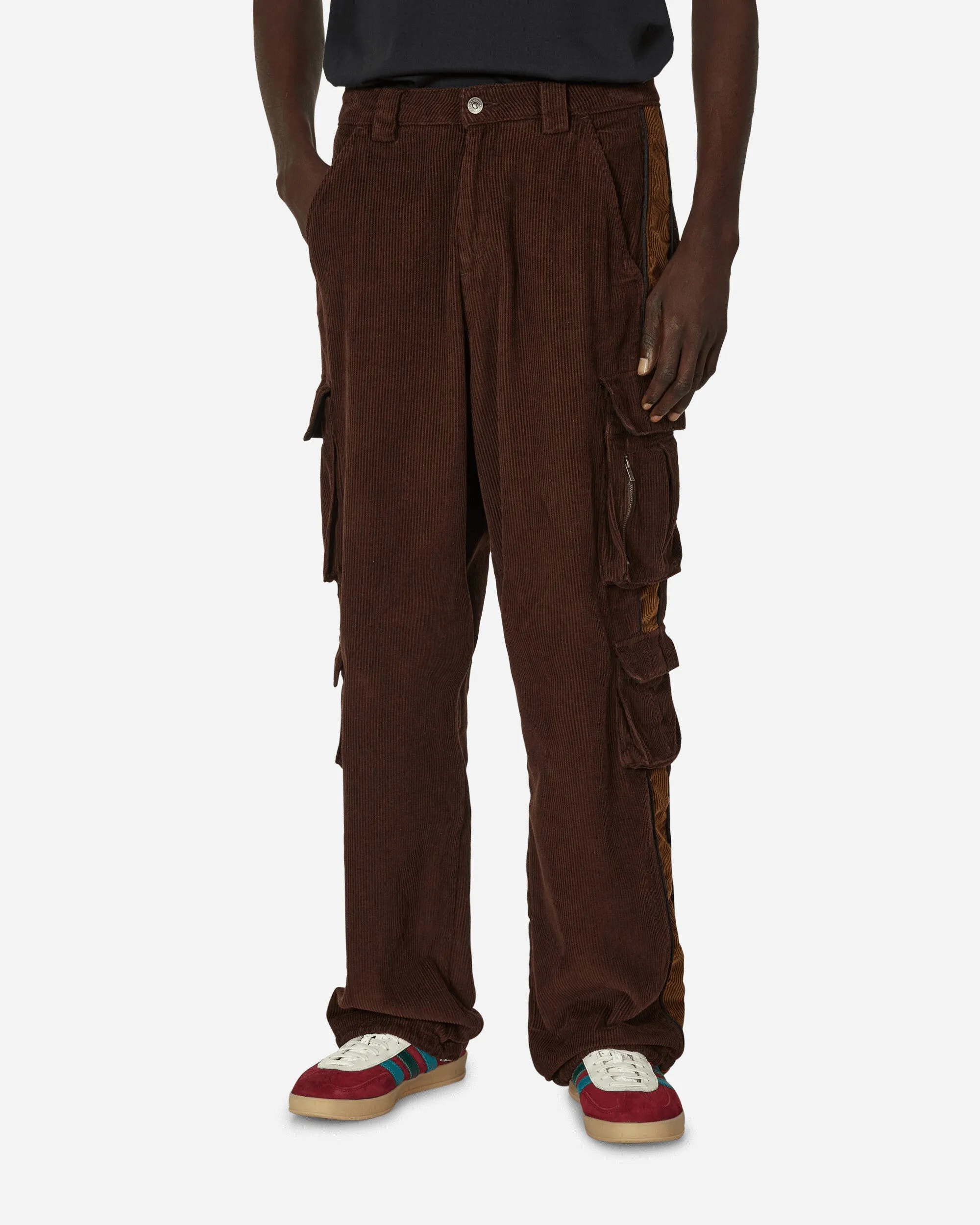 Iniquity Cargo Trousers Brown Mosaic Pattern