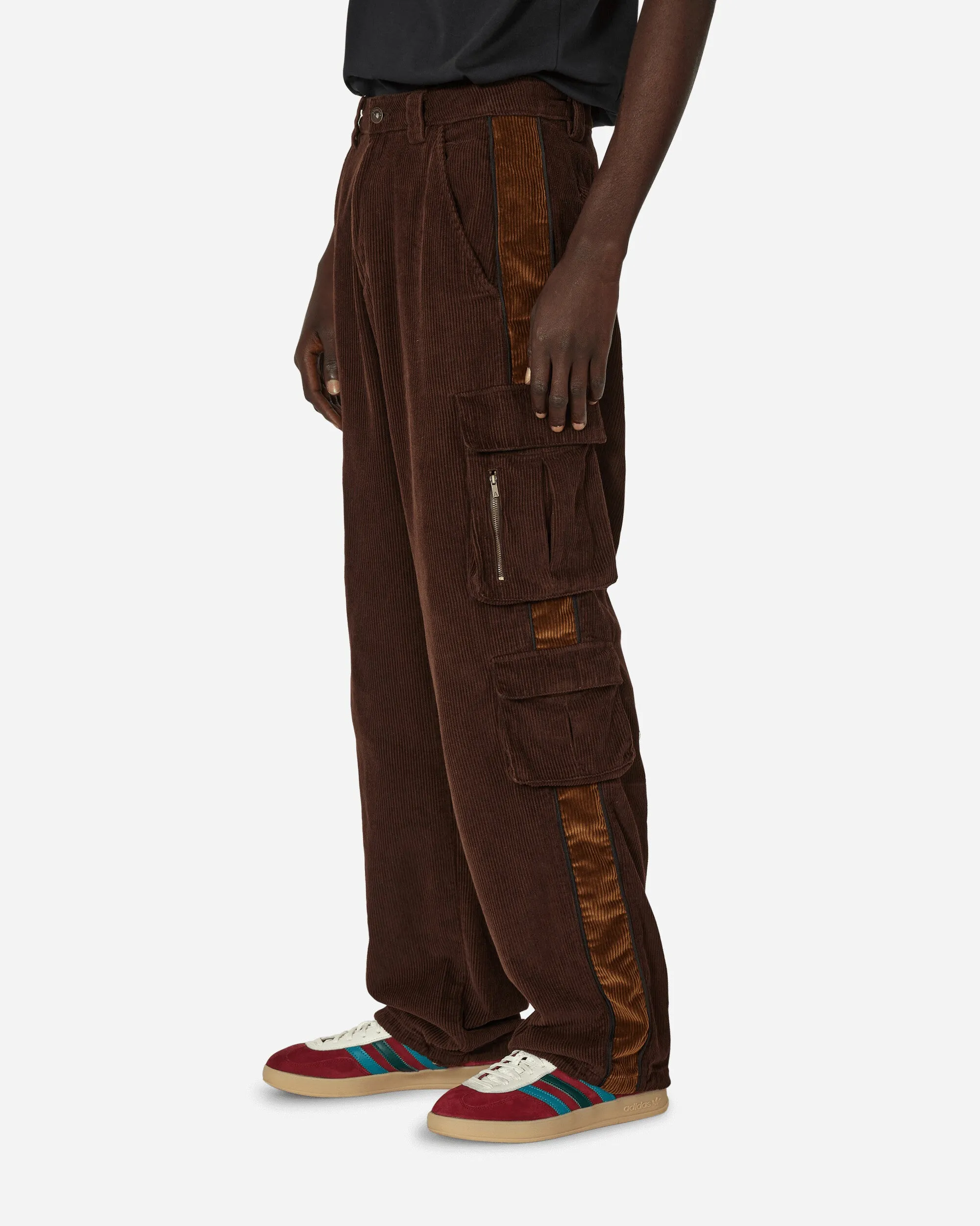 Iniquity Cargo Trousers Brown Semi - Stretch
