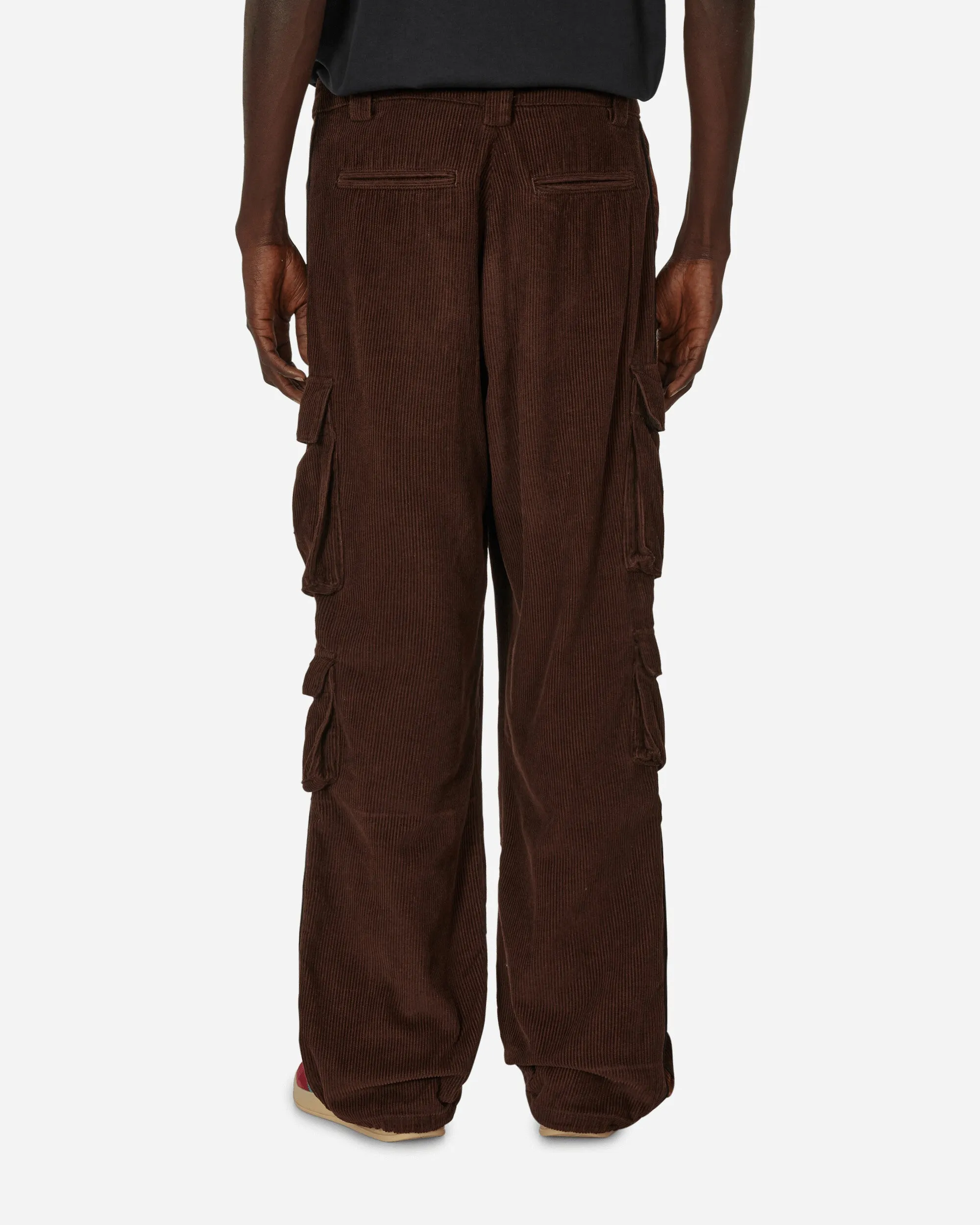 Iniquity Cargo Trousers Brown Upper Ruffling Curved Hem Style