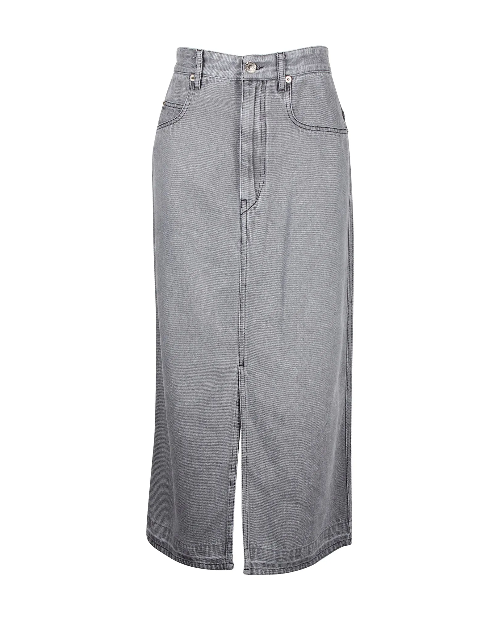 Jupe mi-longue en denim gris Isabel Marant Etoile en coton