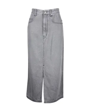 Jupe mi-longue en denim gris Isabel Marant Etoile en coton