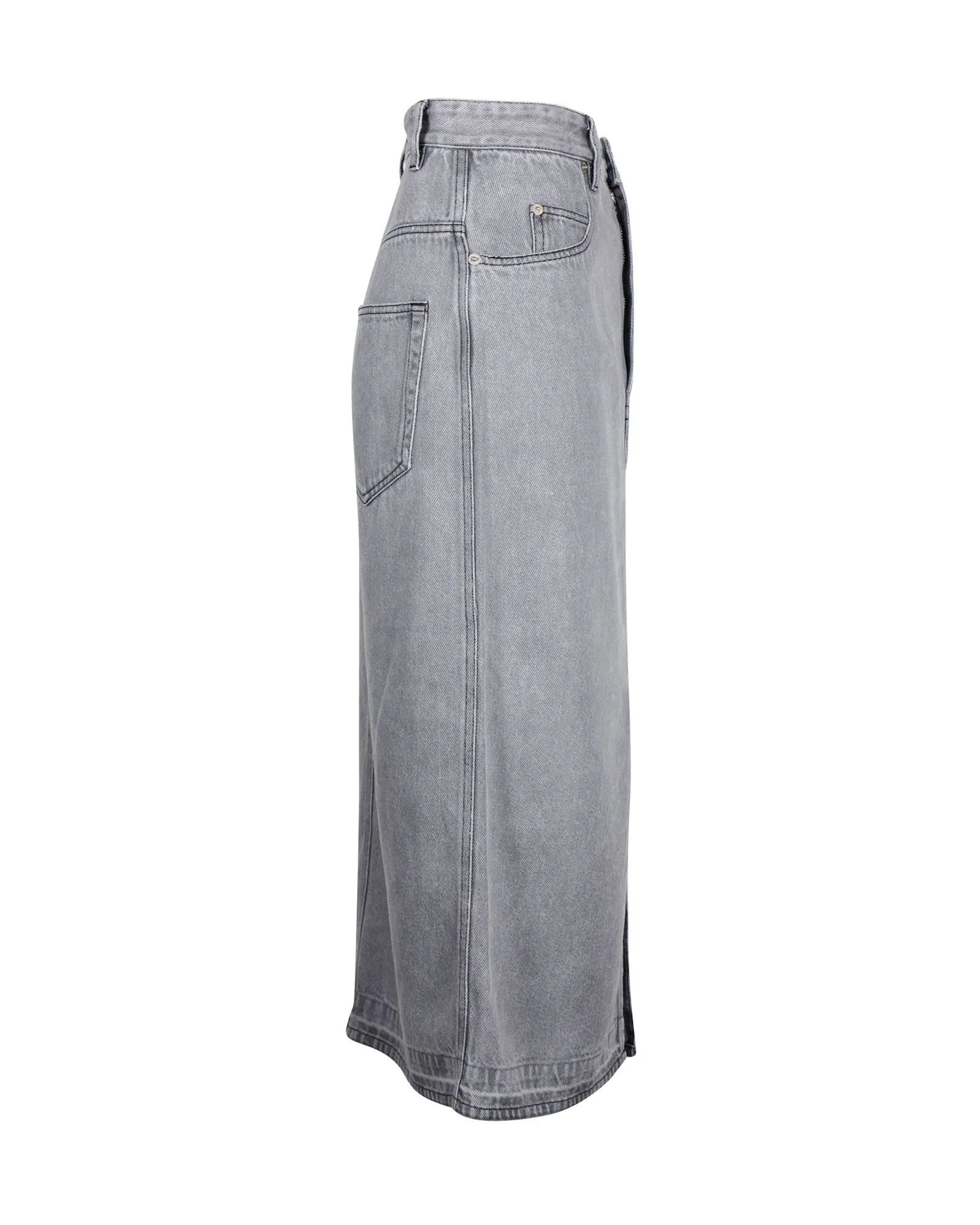 Jupe mi-longue en denim gris Isabel Marant Etoile en coton