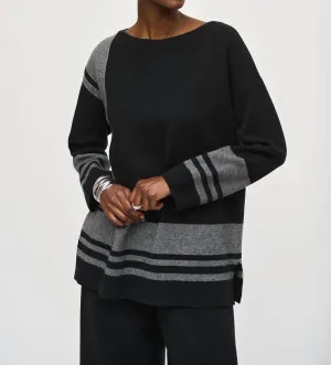 Pull Jacquard Maille Top Boxy Noir/Vanille
