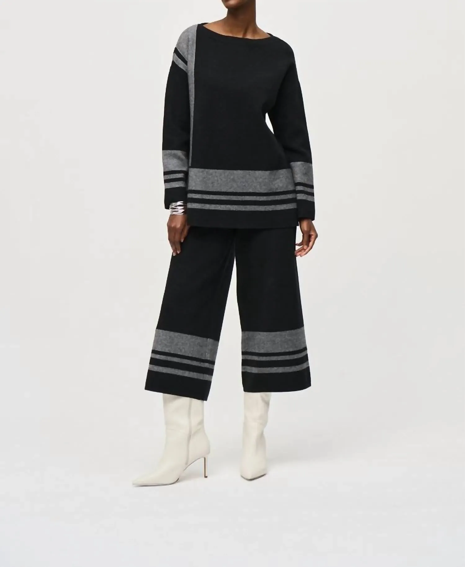 Pull Jacquard Maille Top Boxy Noir/Vanille