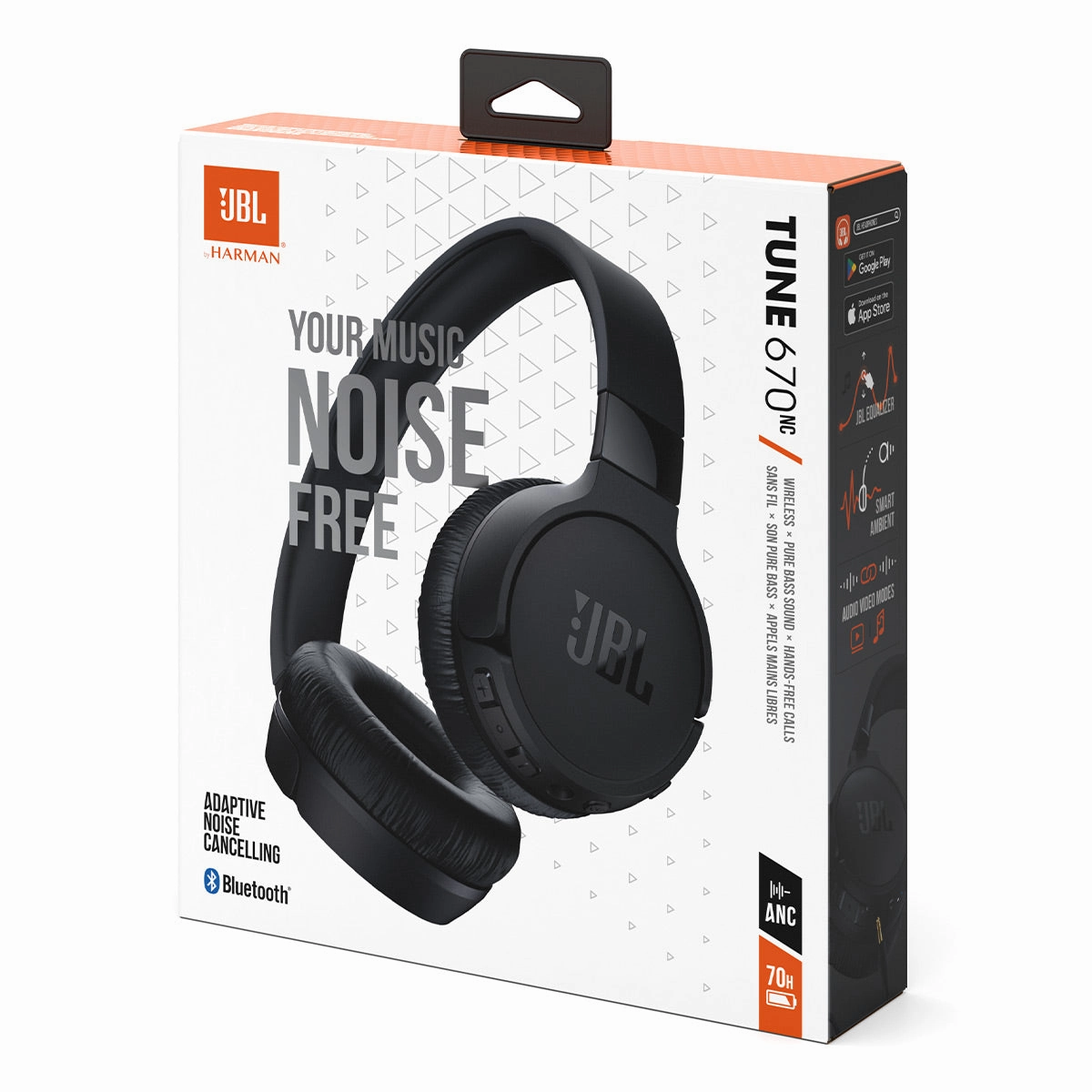 JBL Tune 670NC Wireless On Ear Noise Cancelling Headphone with gSport Case (Black)