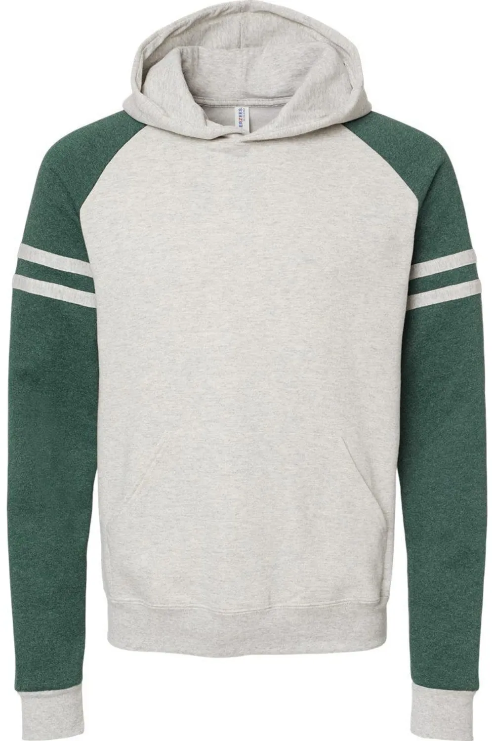 Pull à capuche JERZEES Nublend Varsity avec empiècements colorés et manches raglan